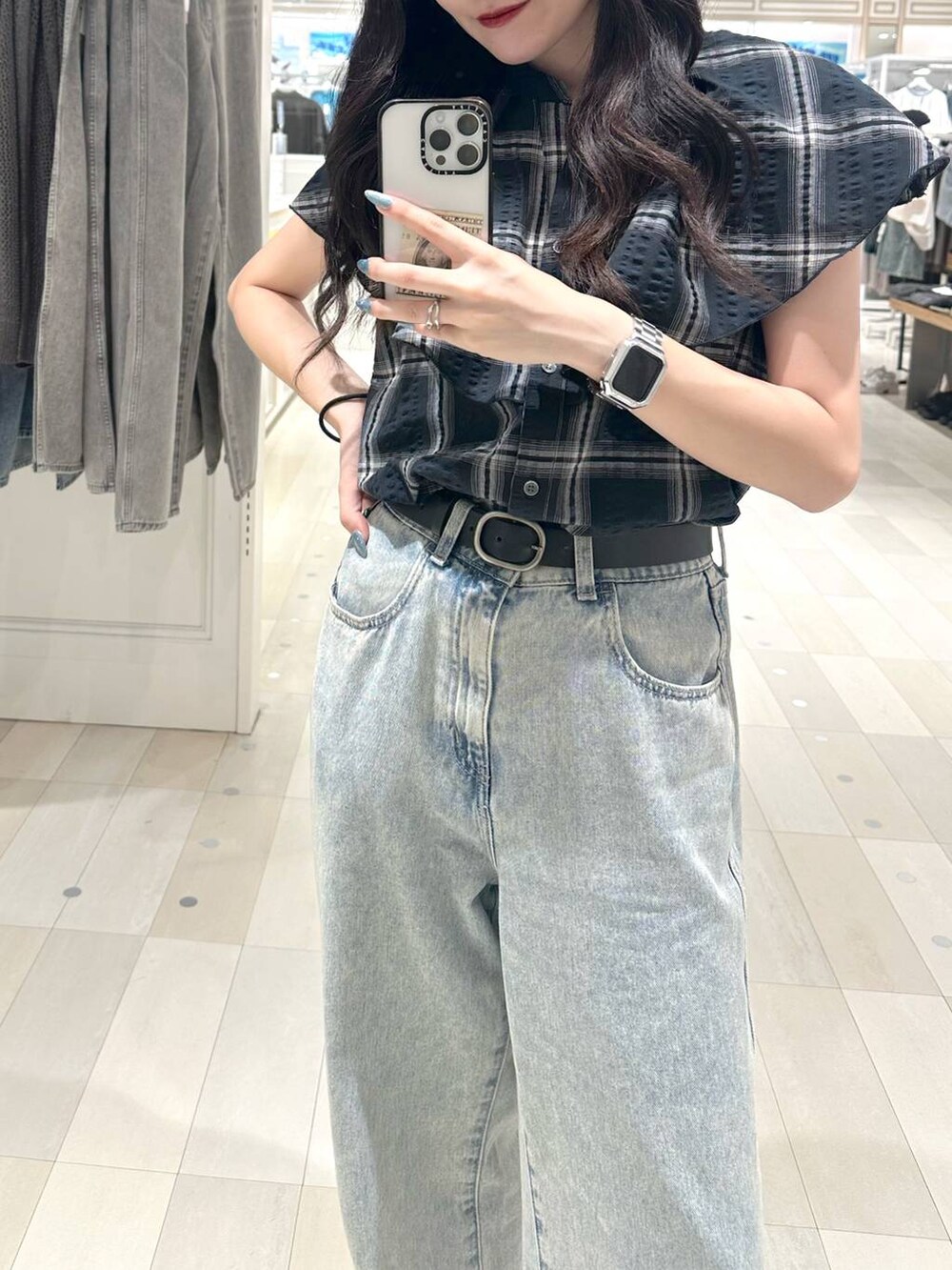 「カジュアル、着痩せ、ベーシック/シンプル、夏コーデ、GLOBAL WORK、GOOD DENIM_GLOBAL WORK」｜「GLOBAL WORKの3ROOM2WAYキャンバストート/286161（トートバッグ、ホワイト系）」を使った、ぽてとさん（レディース・158cm）の夏コーディネートの5枚目の写真