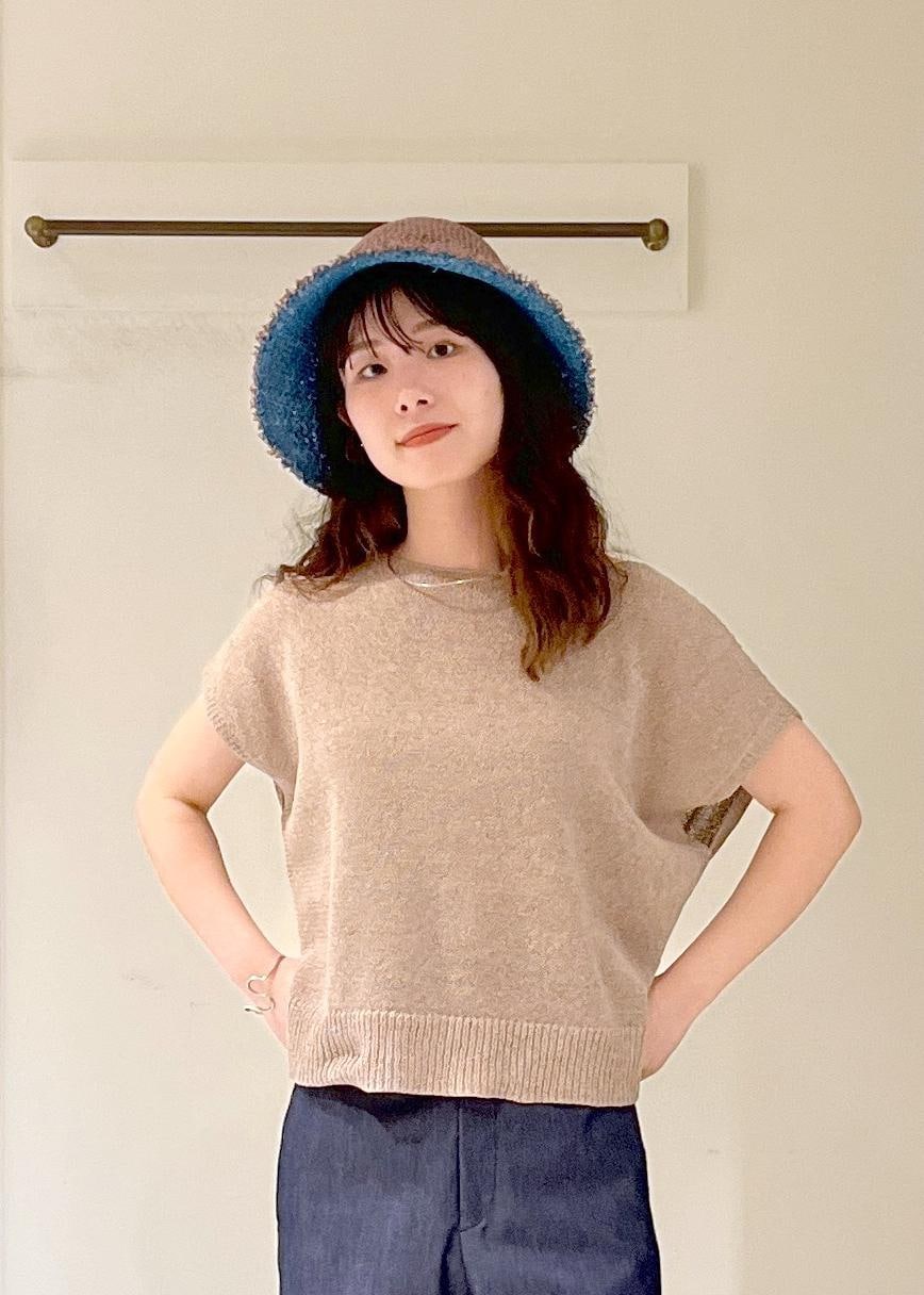 「ペーパーヤーン、和紙、デニム、La Maison de Lyllis、LAPAZ、初夏コーデ、夏コーデ、デートコーデ、お出かけコーデ、旅行コーデ、アウトドアコーデ、推し活コーデ、女子会コーデ、大人カジュアル、パンツスタイル」｜「SALON adam et rope'のコットンライクスタイルアップパンツ（スラックス、ブルー系）」を使った、michiruさん（レディース・156cm）の夏コーディネートの9枚目の写真