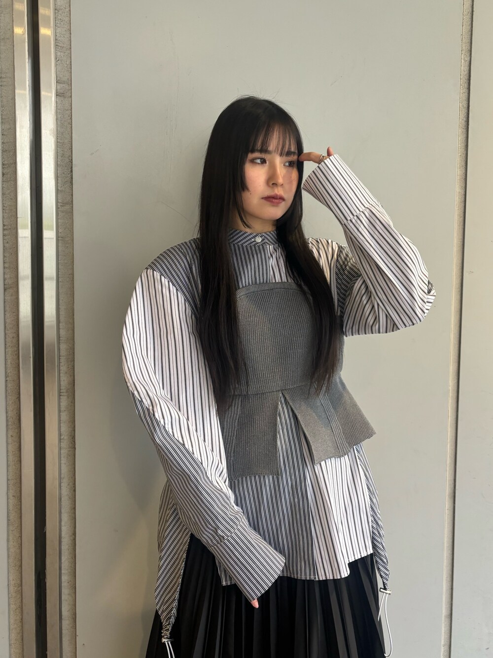 UN3D./アンスリード/UN3D ニットビスチェドッキングシャツ