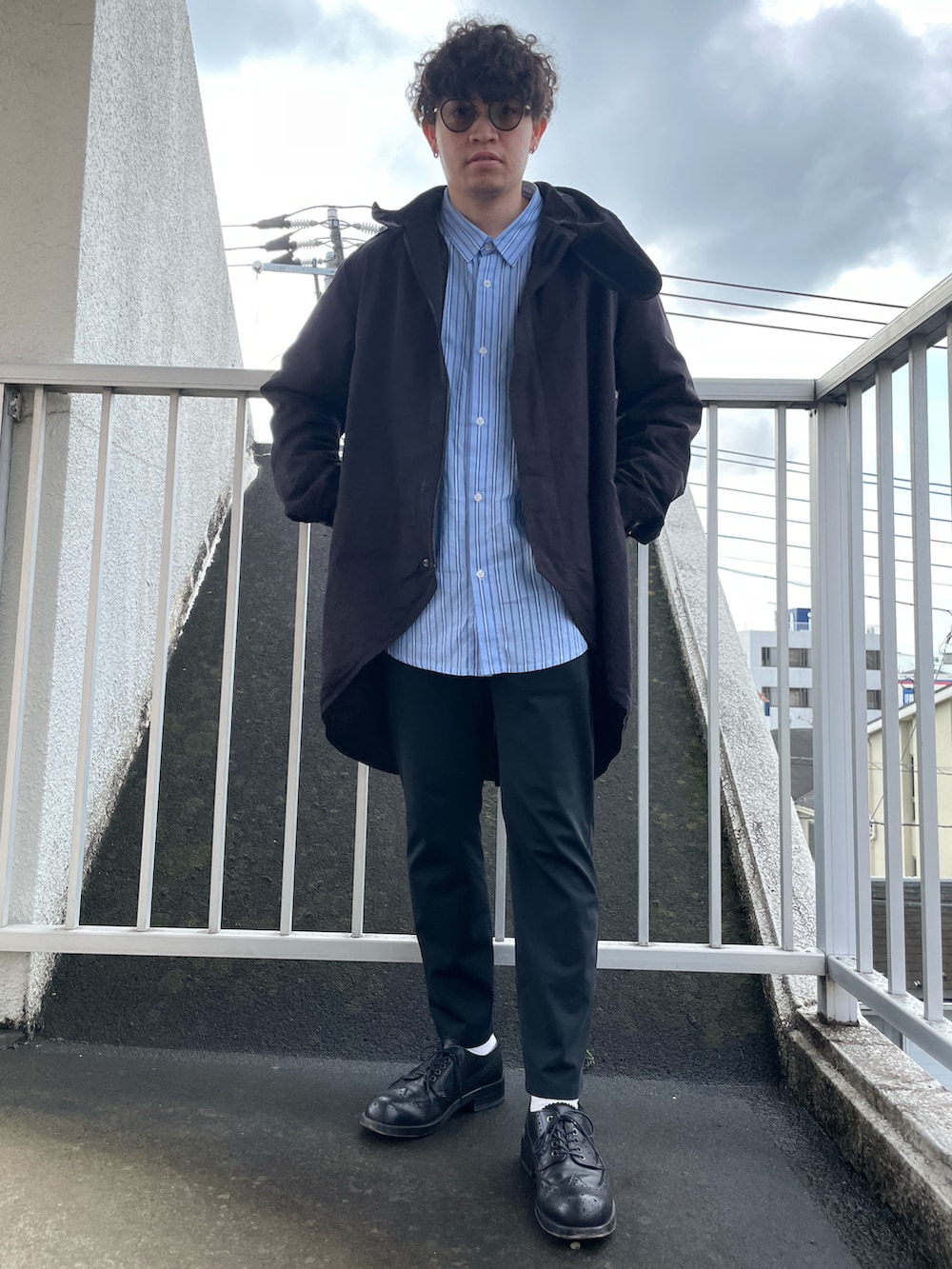 「今日のコーデ、冬アウター、低身長」｜「N.HOOLYWOODのアイテム（ジャケット/アウター、ブラック系）」を使った、kenbuntonkentoさん（メンズ・163cm）の冬コーディネートの2枚目の写真