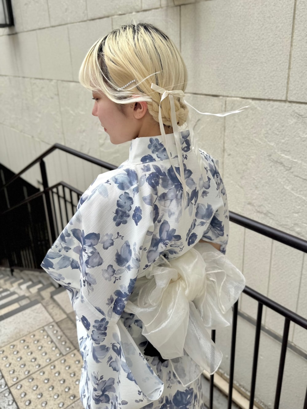「OLIVE des OLIVE、オリーブ デ オリーブ(OLIVE des OLIVE)、高身長女子、骨格ストレート、夏、夏コーデ、浴衣、スポーツサンダル、サンダル、ガーリー、カジュアル、ワンピース、キャミワンピ、セットアイテム、夏服」｜「OLIVE des OLIVEのOLIVE浴衣（浴衣、ホワイト系）」を使った、naoさん（骨格ストレート・レディース・163cm）の春コーディネートの5枚目の写真