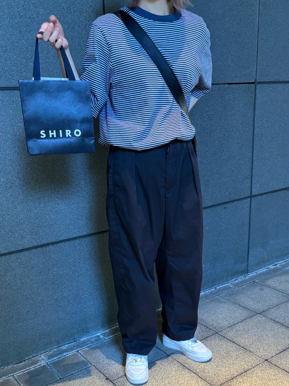 「ラクチンコーデ、シンプル、今日のコーデ、低身長コーデ、低身長女子、UNIQLO、GU、shein、SHIRO、プチプラコーデ、プチプラ」｜「UNIQLOのアイテム（Tシャツ/カットソー、ブルー系）」を使った、CHISATOさん（レディース・154cm）の春コーディネートの2枚目の写真