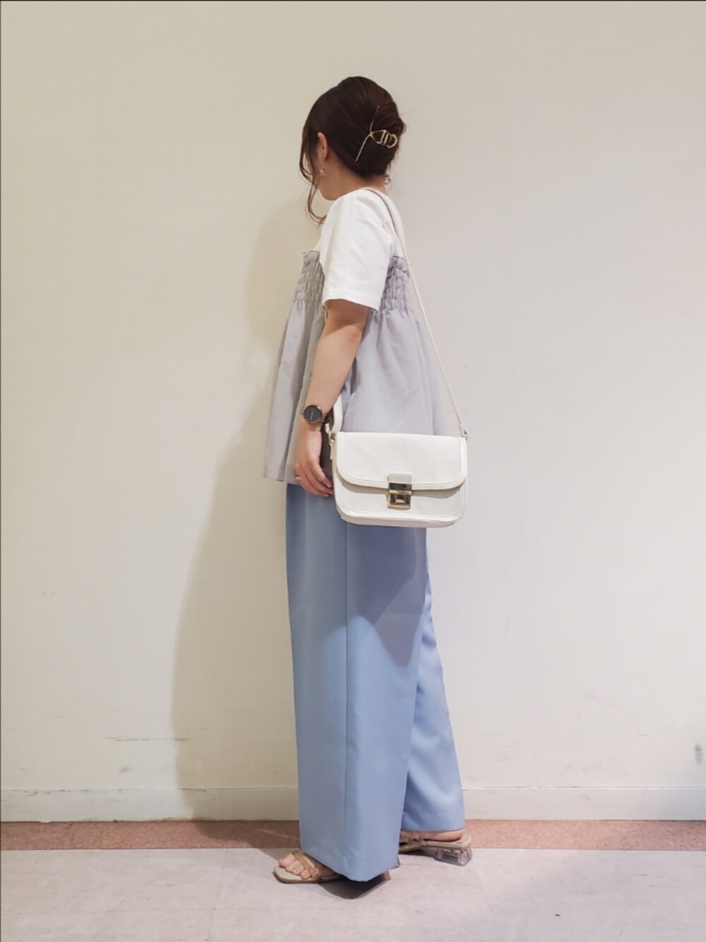 「夏コーデ、シンプルコーデ、オトナ女子、大人コーデ、お出かけコーデ、ビスチェ、低身長、低身長コーデ」｜「canonlineshopでも購入可能です🖥️💞のアイテム（トップス、その他）」を使った、𝚝𝚊𝚖𝚊𝚖𝚒さん（レディース・148cm）の夏コーディネートの2枚目の写真