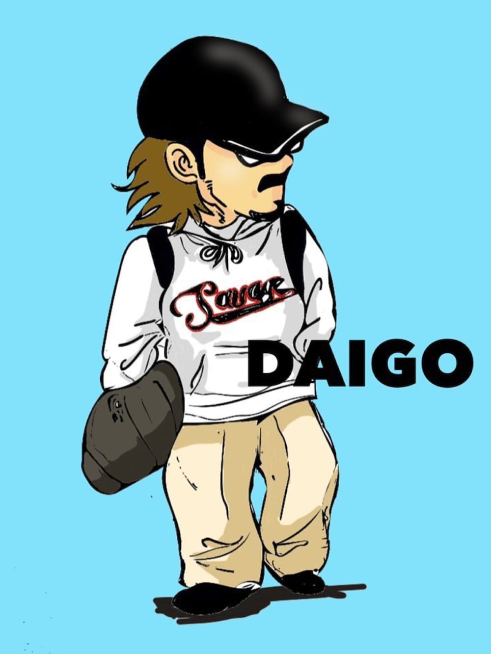 ブラック系のダウンジャケット/コート、ブラック系のスウェット、ブルー系のデニムパンツを着用したメンズの冬コーディネートの2枚目の写真