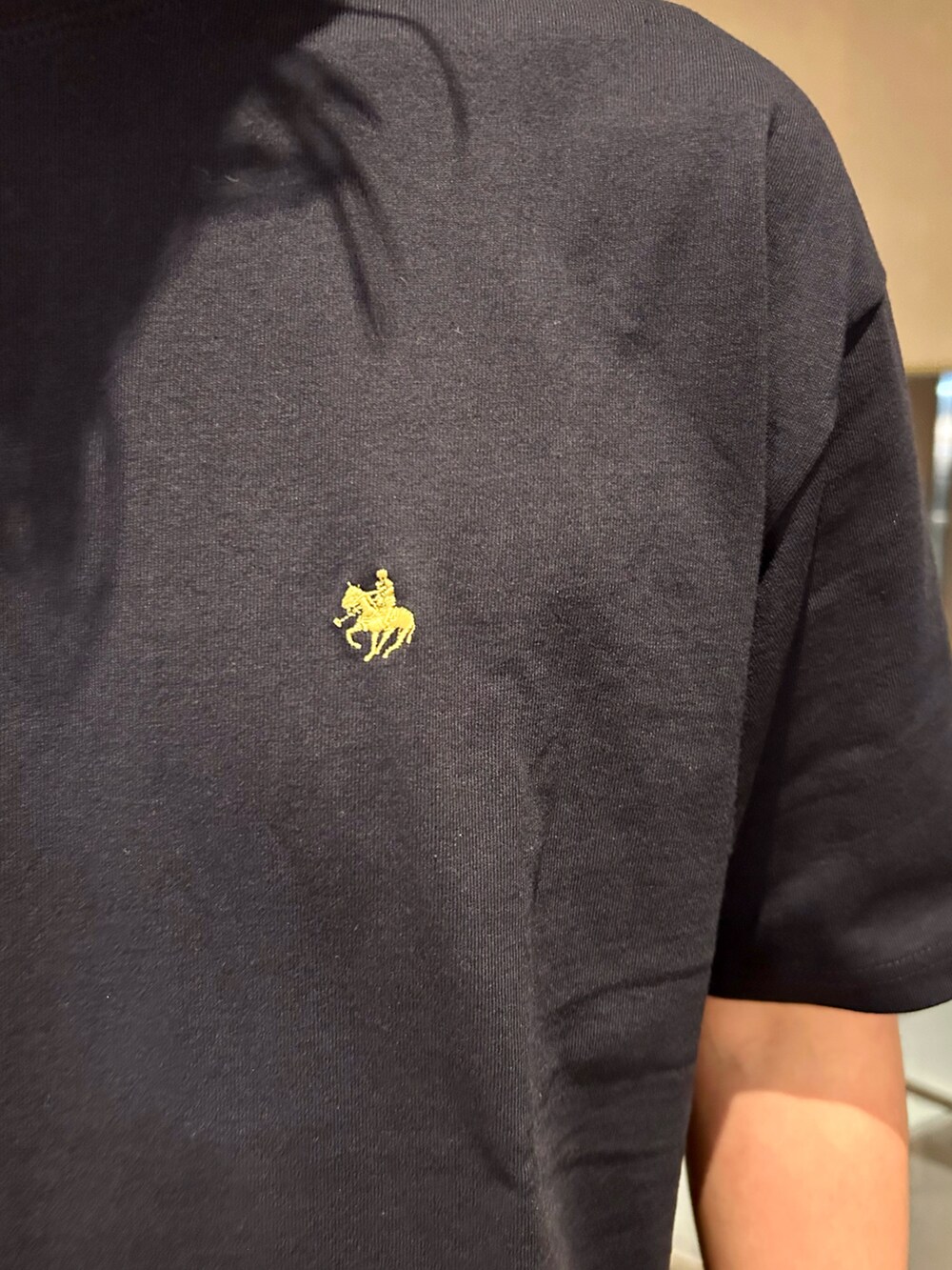 ブルー系のTシャツ/カットソー、ブルー系のスラックスを着用したメンズの夏コーディネートの3枚目の写真