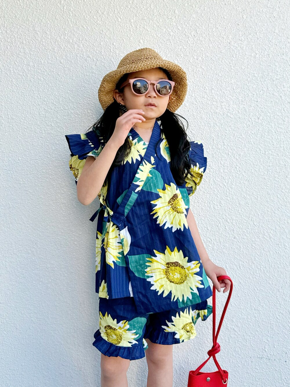 「浴衣、甚平、夏コーデ、ハーフパンツ」|「LOWRYS FARMのザツザイHAT 259154(ハット、ベージュ系)」を使った、asairo 𓇼 さん(キッズ・110cm)の夏コーディネートの2枚目の写真