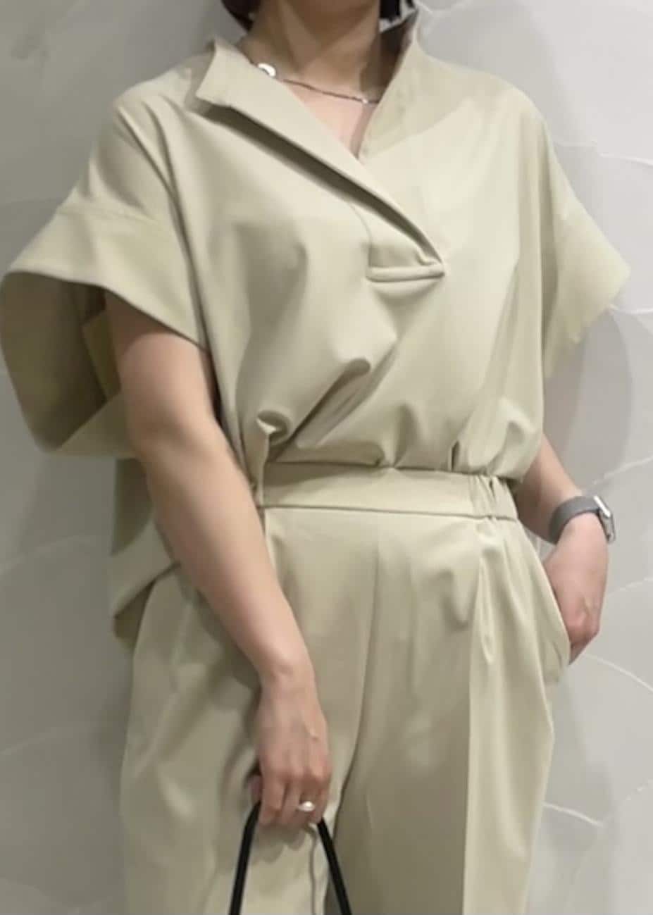 「ルミネ横浜、横浜ルミネ、横浜、ADAM ET ROPÉ、FEMME、SDGs、サステナブル、骨格ストレート、イエベ、ブルべ、きれいめ、フェミニン、オケージョン、パーティー、セットアップ」|「ADAM ET ROPE'のネオプレンワンハンドルバッグ(ショルダーバッグ、ブラック系)」を使った、meigetsuさん(レディース・157cm)の夏コーディネートの2枚目の写真