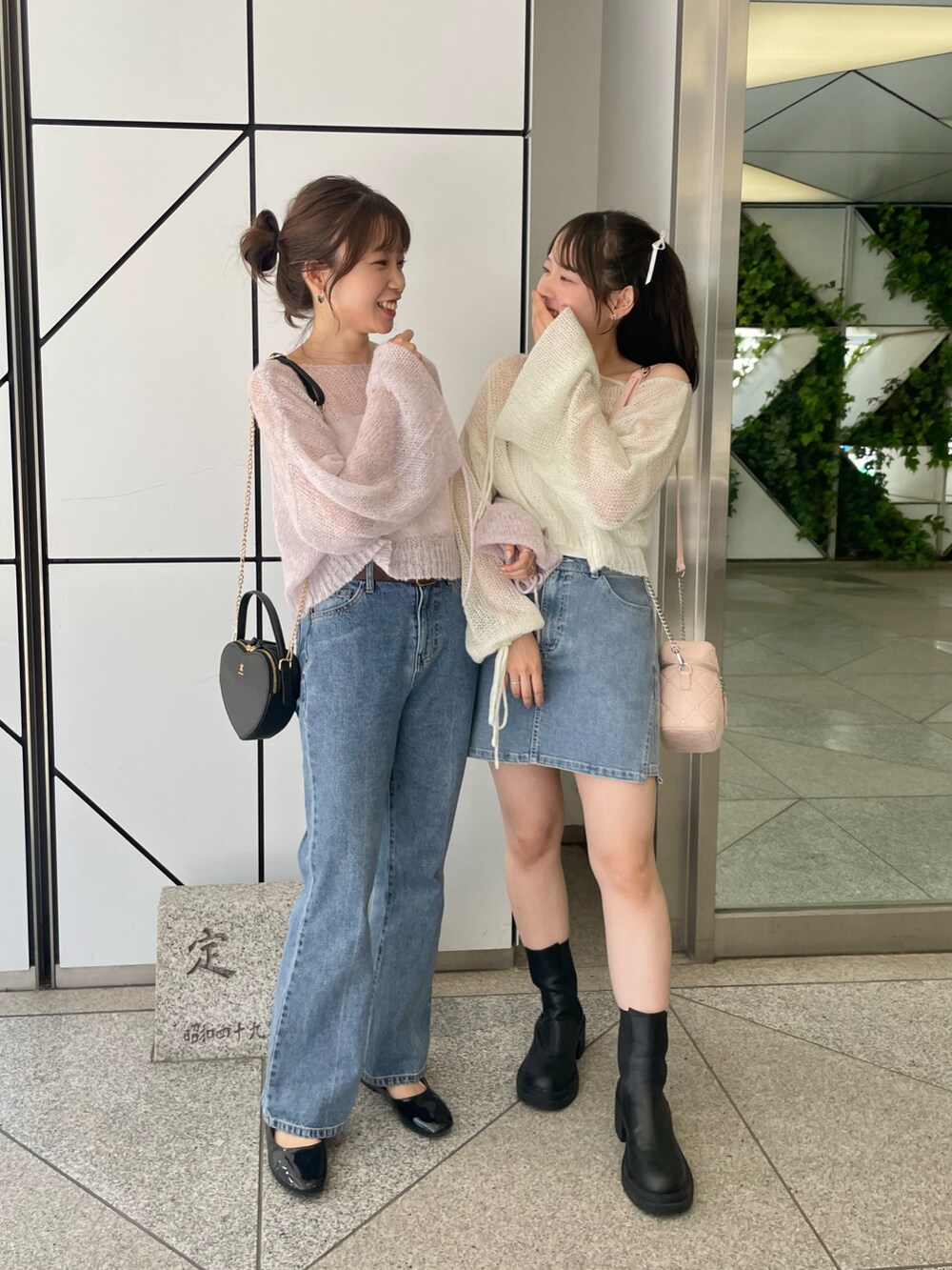 wata【骨格ウェーブ／ブルベ夏】さんの「袖リボンメッシュニット　2023AW（one after another NICE CLAUP）」を使ったコーディネートの3枚目の写真