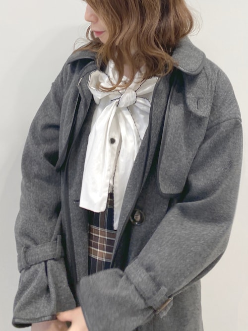 エピヌ volume wool tailored coat gray