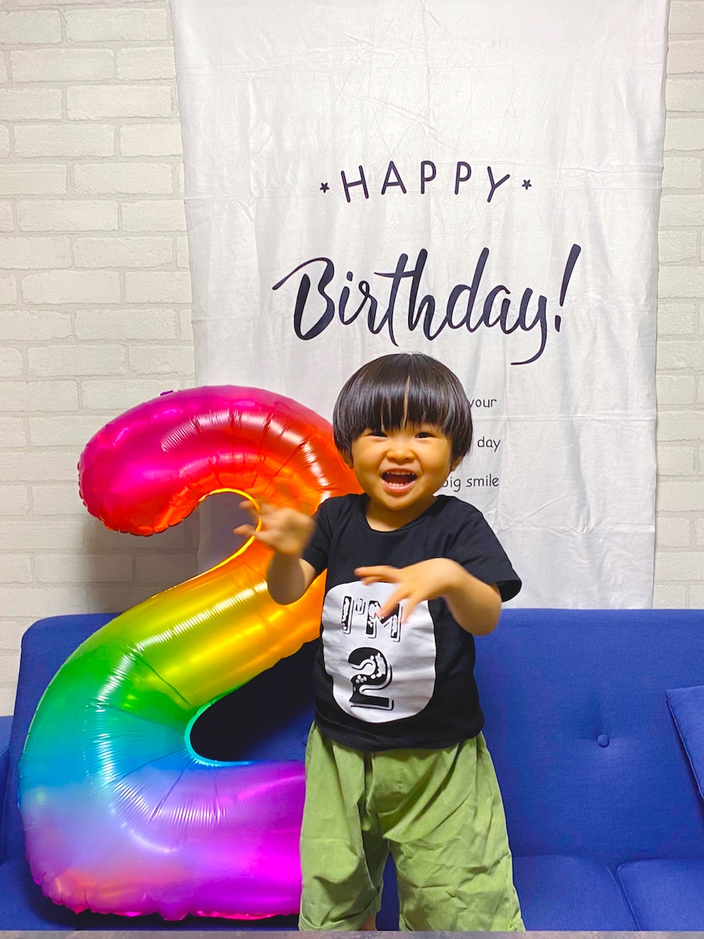 「2歳、誕生日」|「Happybirthday🎂のアイテム(その他、その他)」を使った、KAI★AO☺︎さん(キッズ・80cm)の夏コーディネートの3枚目の写真
