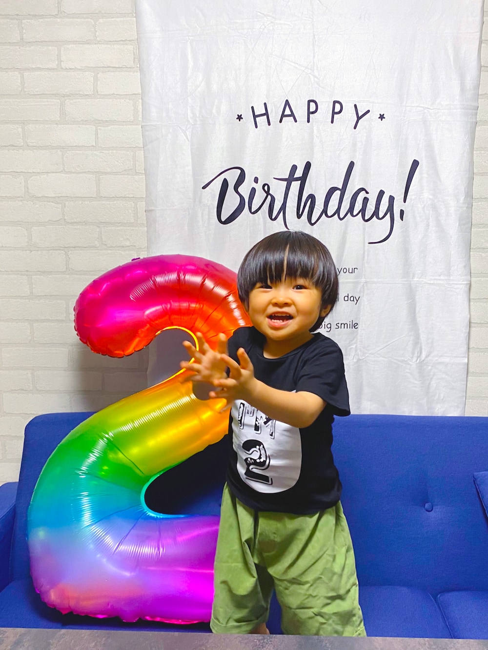 「2歳、誕生日」|「Happybirthday🎂のアイテム(その他、その他)」を使った、KAI★AO☺︎さん(キッズ・80cm)の夏コーディネートの4枚目の写真