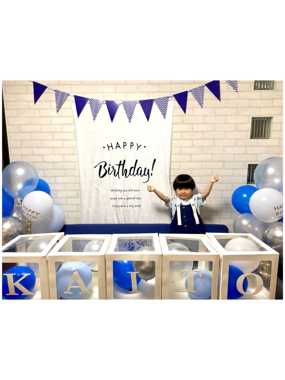 「3歳男の子、誕生日、チャオパニックティピー(CIAOPANIC TYPY)、サロペット、SHEIN」｜「CIAOPANIC TYPYの【KIDS】【ZOZOTOWN限定】デニムオーバーオール（サロペット/オーバーオール、ブルー系）」を使った、KAI★AO☺︎さん（キッズ・90cm）の夏コーディネートの3枚目の写真