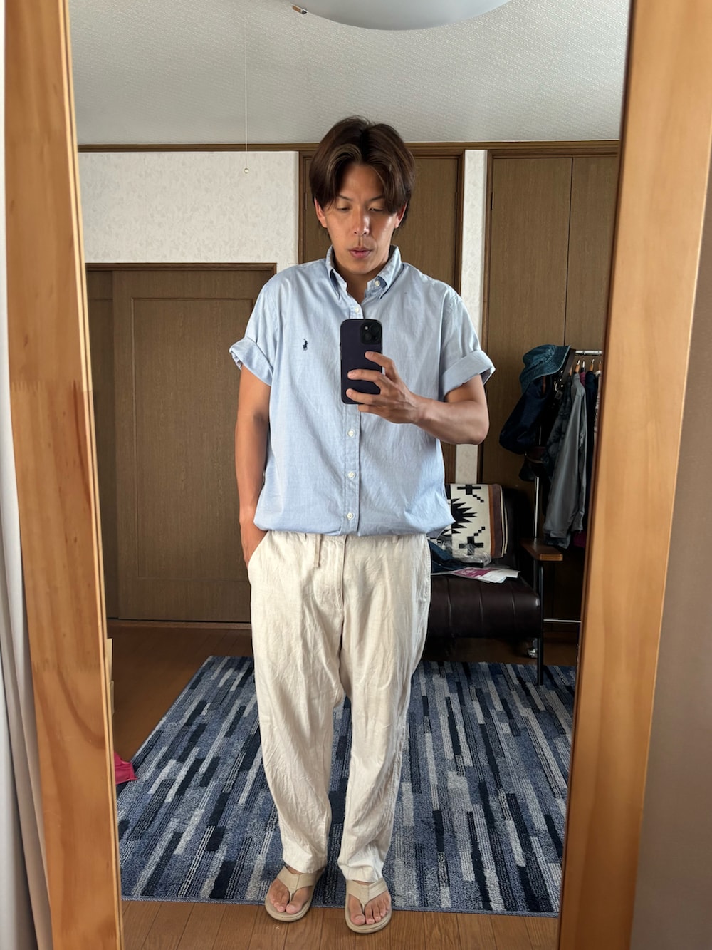 「夏コーデ、シンプルコーデ、大人カジュアル、いいね、save、フォローお願いします🤑」｜「POLO RALPH LAURENのアイテム（シャツ/ブラウス、ブルー系）」を使った、TSUCKTさん（骨格ストレート・メンズ・170cm）の夏コーディネートの3枚目の写真