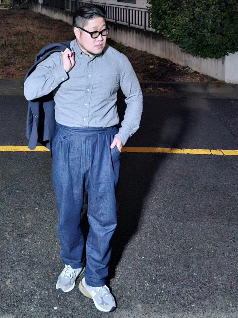 「ENGINEERED GARMENTS、Gitman Vintage、barbour、KENNETH FIELD、New Balance、korea」｜「Engineered Garmentsのアイテム（テーラードジャケット、ブルー系）」を使った、Herringさん（メンズ・178cm）の冬コーディネートの5枚目の写真
