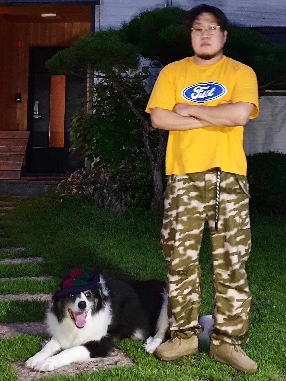 「FUCT」｜「fuctのアイテム（Tシャツ/カットソー、イエロー系）」を使った、Herringさん（メンズ・178cm）の夏コーディネートの3枚目の写真