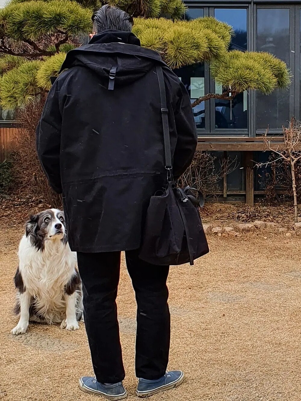 「rdv o globe、Levis、VANS、80s、bordercollie」｜「rdv o globeのアイテム（マウンテンパーカー、ブラック系）」を使った、Herringさん（メンズ・178cm）の春コーディネートの2枚目の写真