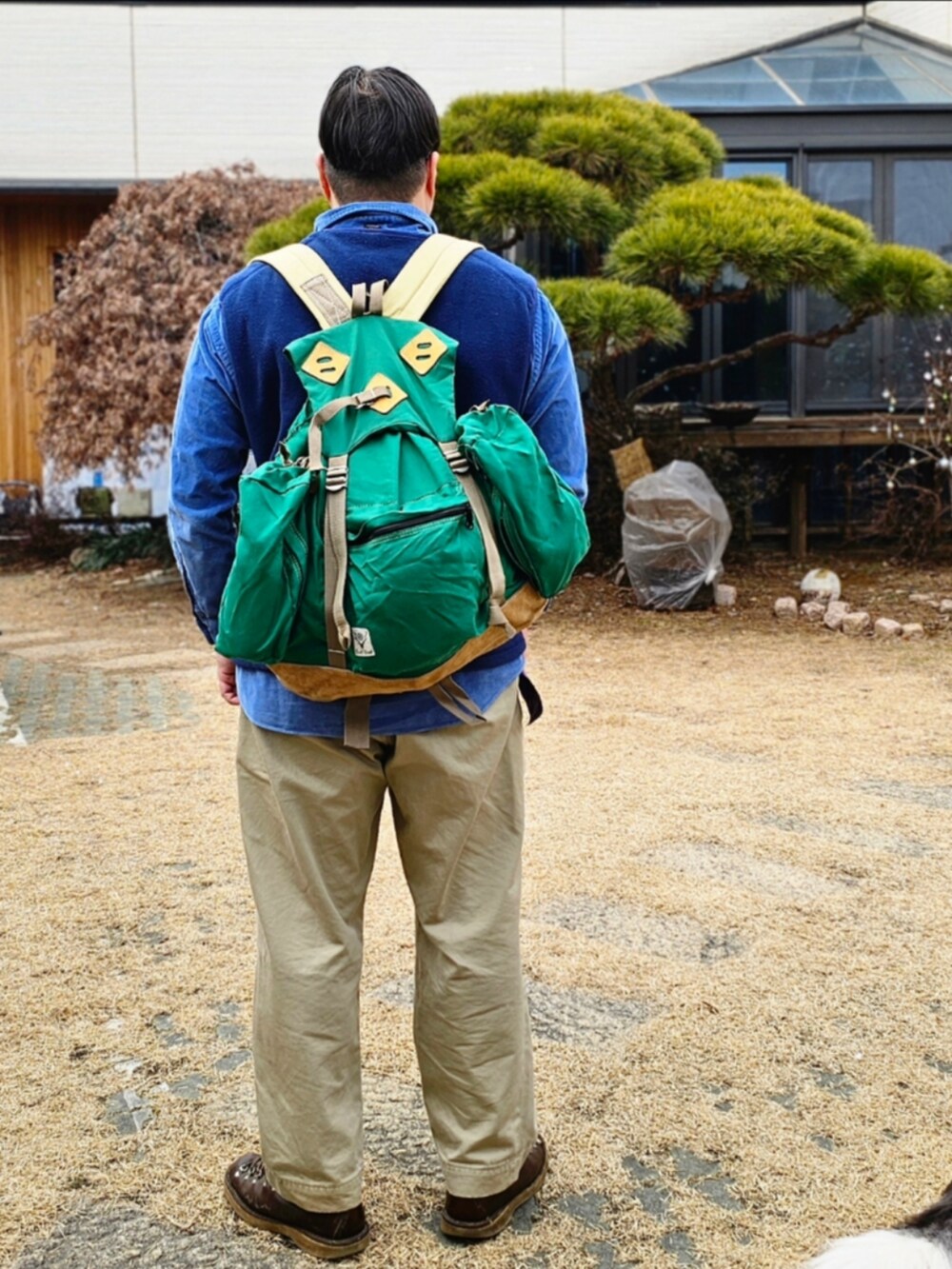 「patagonia、Ralph Lauren、USNAVY、south2west8、Danner」｜「South2 West8のアイテム（バックパック/リュック、グリーン系）」を使った、Herringさん（メンズ・178cm）の冬コーディネートの2枚目の写真