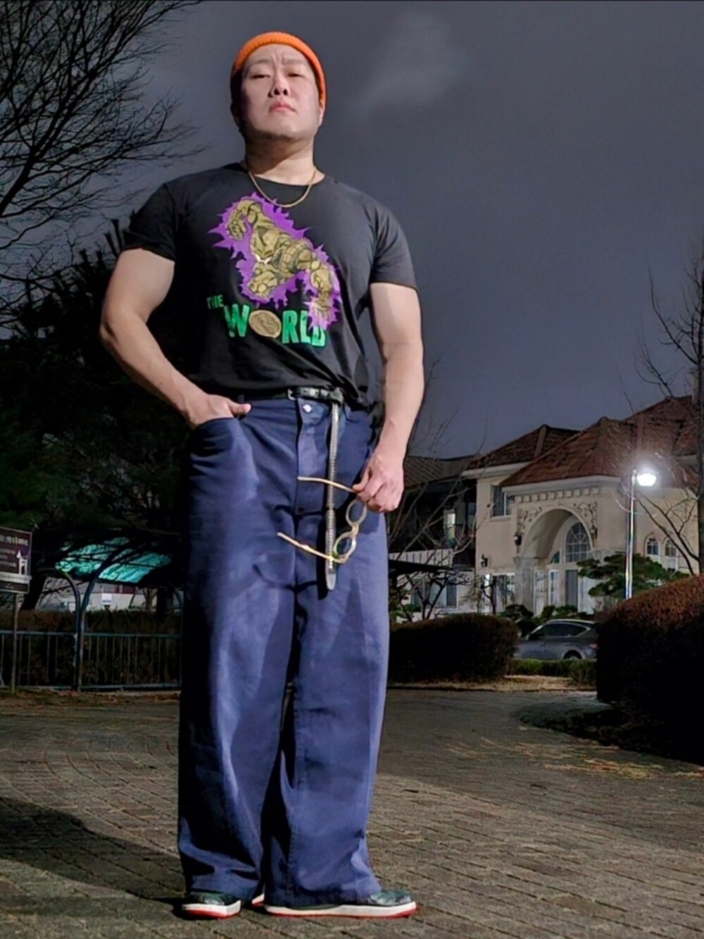 「patagonia、patagoniaMars、bendavis、ultra violence、JOJO」｜「BEN DAVISのアイテム（その他パンツ、ブルー系）」を使った、Herringさん（メンズ・178cm）の春コーディネートの5枚目の写真