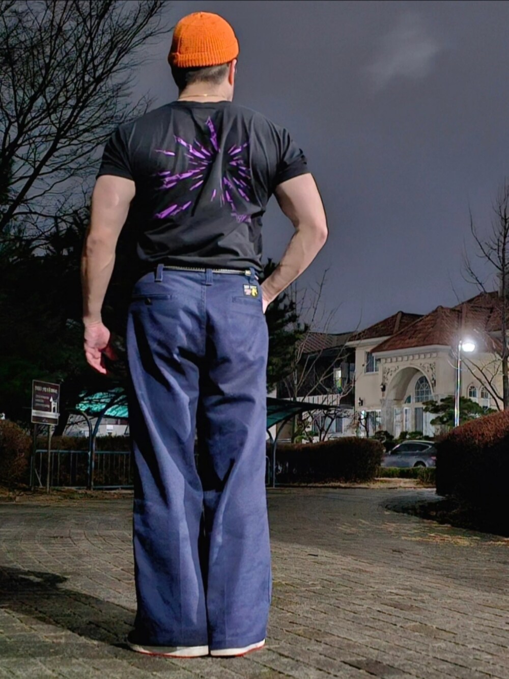「patagonia、patagoniaMars、bendavis、ultra violence、JOJO」｜「BEN DAVISのアイテム（その他パンツ、ブルー系）」を使った、Herringさん（メンズ・178cm）の春コーディネートの4枚目の写真