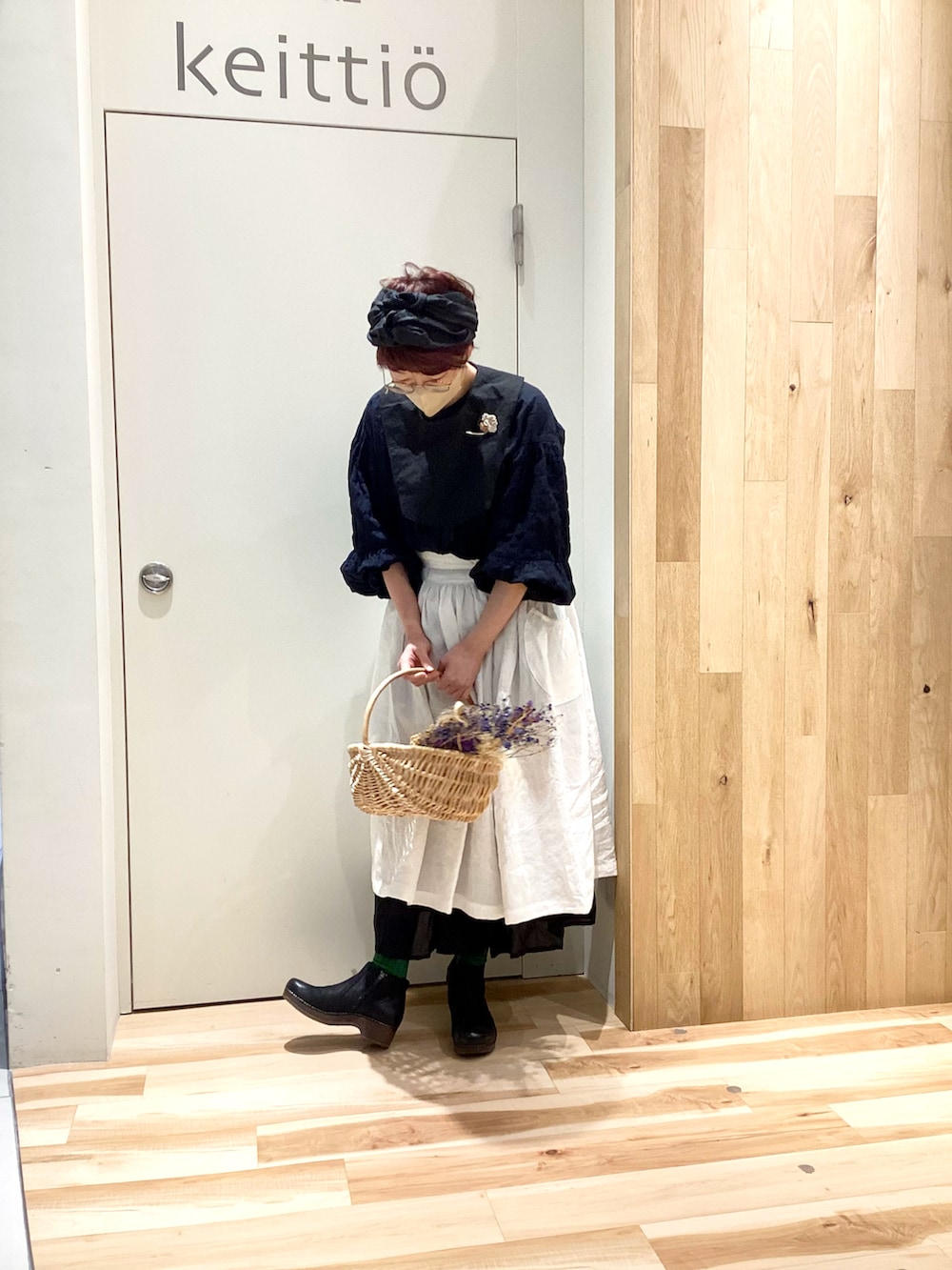 「サマンサ モスモス(Samansa Mos2)、SM2、SM2 keittio イオンモールとなみ、meguri_megutte、魔女の宅急便」｜「meguri  megutteのアイテム（スカート、ホワイト系）」を使った、keittioとなみさん（レディース・167cm）の冬コーディネートの2枚目の写真