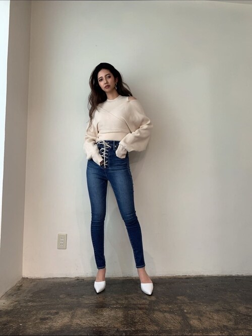 GYDA デニム GYDA ジェイダ ハイウエストウエストクロススキニーデニムパンツ