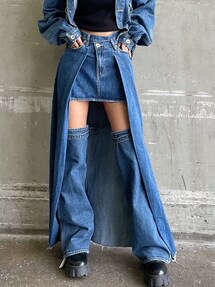 倖田來未コラボ】OVERLAP EMBOSSロングデニムスカートライク