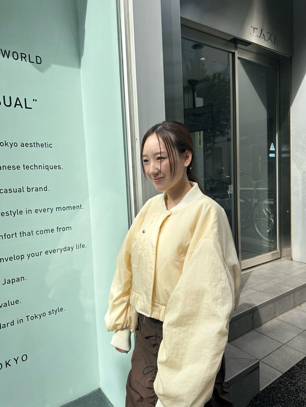 「パブリックトウキョウ、MA-1、ギャザースカート」｜「PUBLIC TOKYOのギャザースリーブMA-1（ブルゾン、ベージュ系）」を使った、ｎａｎａさん（レディース・152cm）の秋コーディネートの5枚目の写真