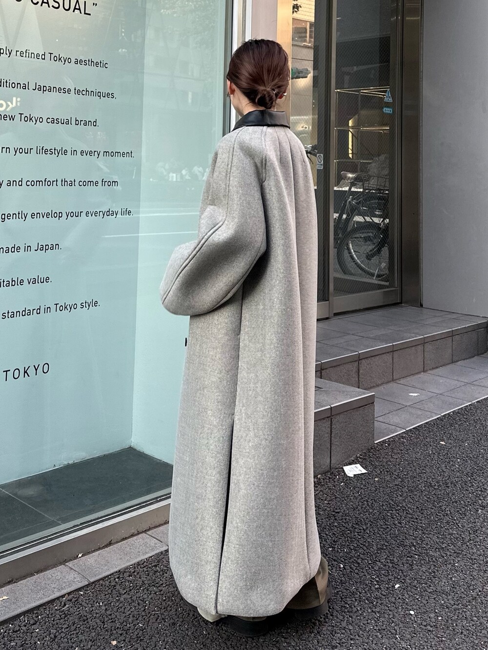「コート、アウター、PUBLIC TOKYO」｜「PUBLIC TOKYOのツイードボンディングコート（ステンカラーコート、ベージュ系）」を使った、ｎａｎａさん（レディース・152cm）の秋コーディネートの4枚目の写真