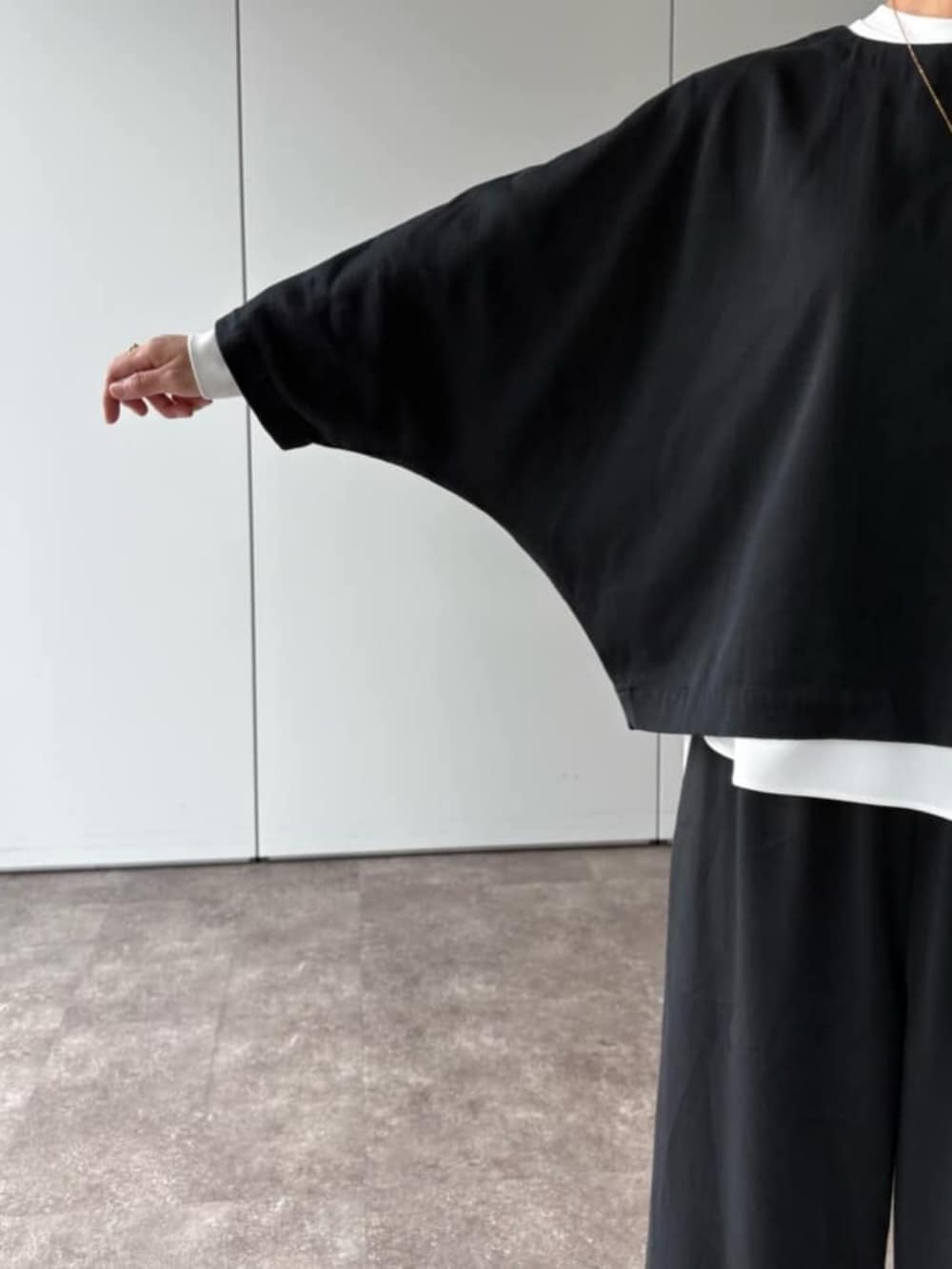 ブラック系のその他パンツ、ブラック系のシャツ/ブラウスを着用したレディースの夏コーディネートの9枚目の写真