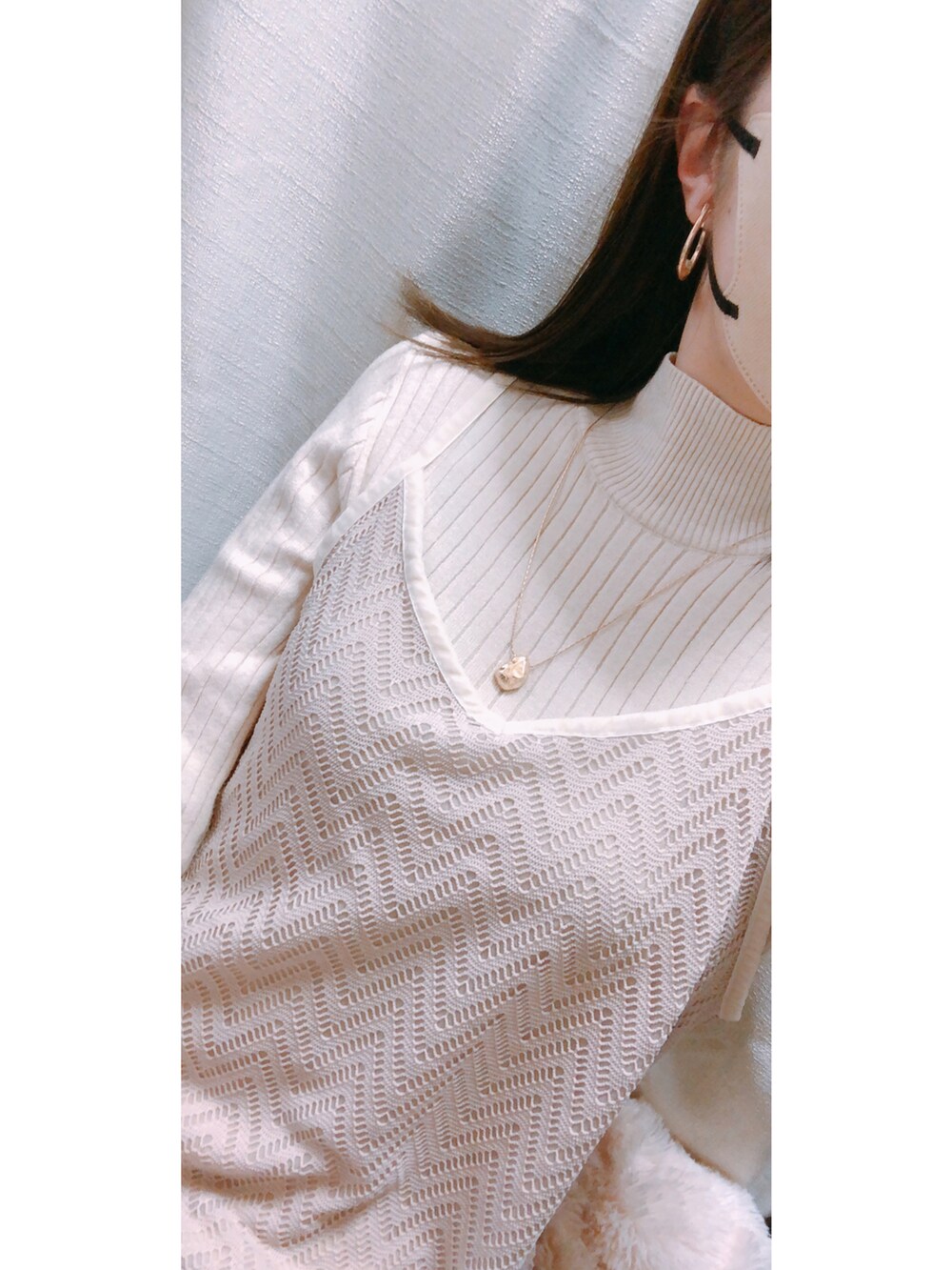 「talbyyumi、しまむら購入品、しまパト、しまむら、淡色女子、淡色コーデ、プチプラファッション、プチプラコーデ」｜「tal. by yumi.のアイテム（バッグ、ホワイト系）」を使った、さやかさん（レディース・161cm）の冬コーディネートの3枚目の写真