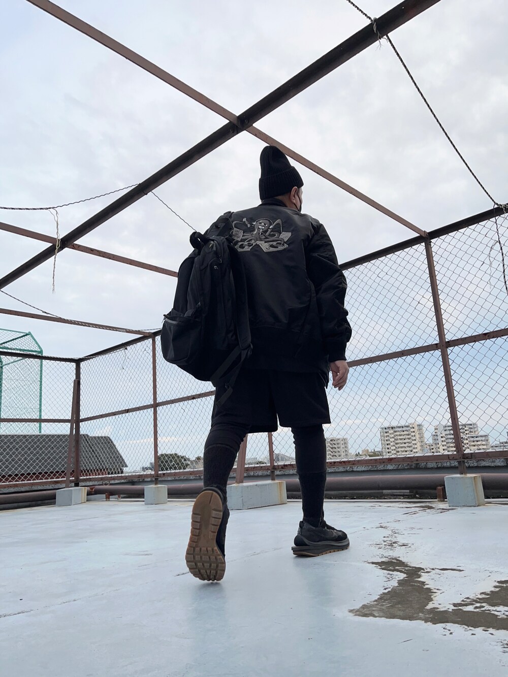 sacai バルーンスリーブ ブラック Tシャツ MA1 sacai バルーンスリーブ ブラック Tシャツ MA1 Sacai バルーンスリーブ