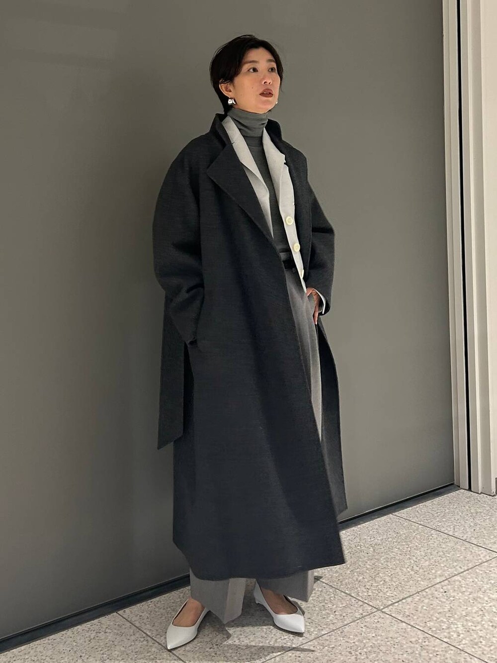 「パンツ、Chaos、ニット、きれいめ、ベーシック/シンプル、体型カバー、ジャケット、アウター、春コーデ、冬コーデ」｜「MANUELAのChaos(カオス)/＜MANUELA＞別注ベルト（ベルト、ブラック系）」を使った、chaos_haseさん（レディース・169cm）の冬コーディネートの7枚目の写真