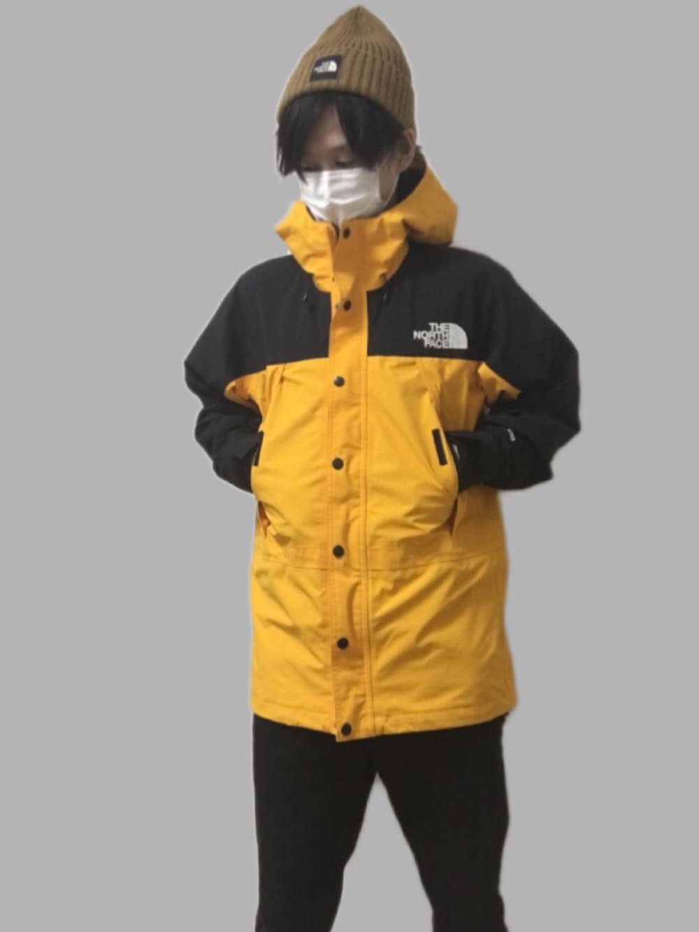 「THE NORTH FACE、ノースフェイス、ライトエグズベランスオレンジ、マウンテンライトジャケット、マウンテンジャケット、マウンテンパーカー、オレンジカラー、ニット帽、カップチョリッド、ノースフェイサー、休日スタイル、今日のコーデ、好きな服を好きなように着る🐷💕」｜「THE NORTH FACEのザ・ノースフェイス / カプッチョリッド NNJ41710 （キッズ）（ニットキャップ/ビーニー、ブラウン系）」を使った、J1KK0さん（メンズ・166cm）の冬コーディネートの2枚目の写真