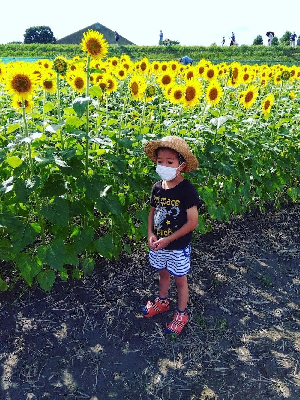 ブラック系のシャツ/ブラウス、ベージュ系のその他パンツ、ブラック系のサンダルを着用したメンズの夏コーディネートの2枚目の写真