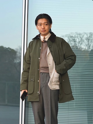 Barbour × BEAMS F / 別注 GAMEFAIR 2レイヤー コートを使った人気