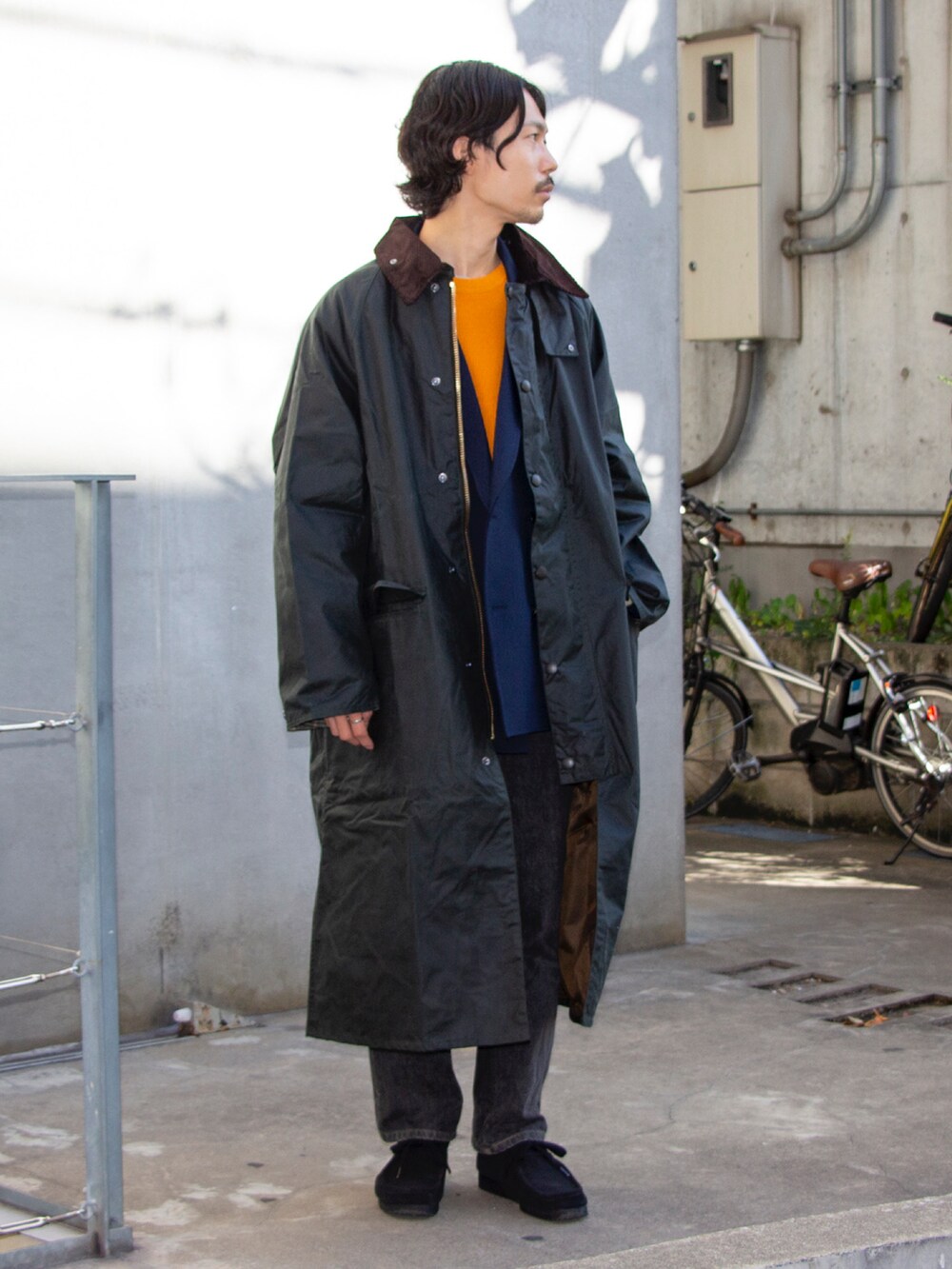 Barbour ロングコート 黒 コーデュロイ襟 Barbour/バブアー】burghley バーレー ワックス コットン ロング