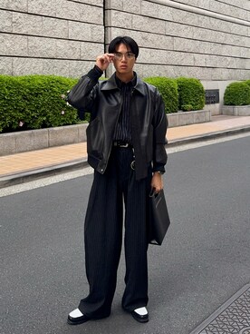 LURAKU】Synthetic Leather Fur Collar Jacket / LURAKU