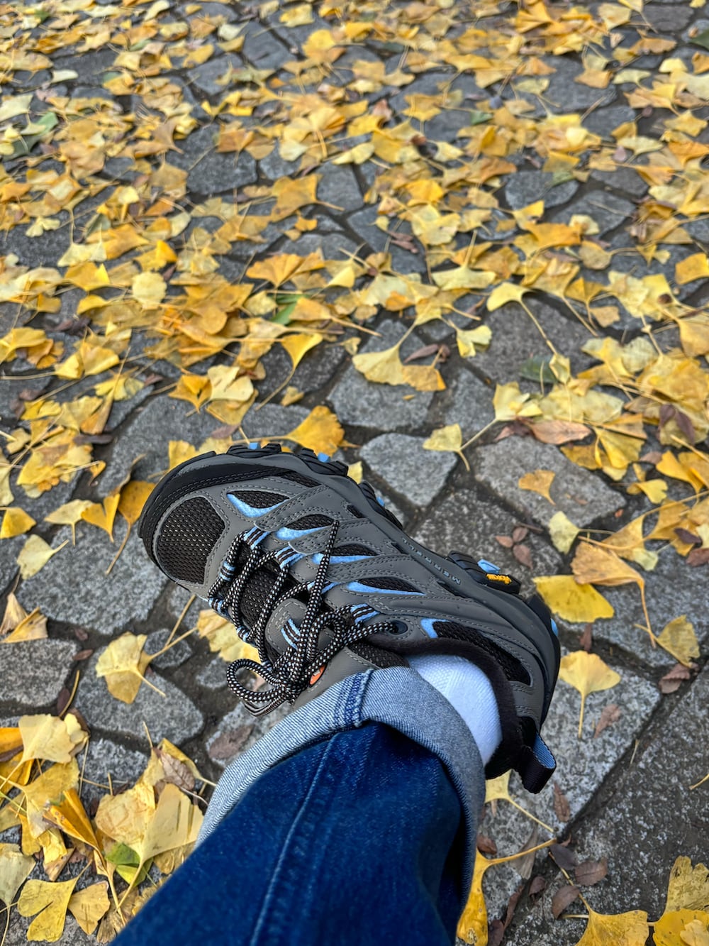 「merrell、moab、コーデュロイシャツ、カーゴパンツ、古着、vintage、古着MIX、秋冬コーデ、ファッションを楽しもう」｜「BRADYのBrady | AIRE（ショルダーバッグ、ブラック系）」を使った、みにまむさん（レディース・150cm）の秋コーディネートの2枚目の写真