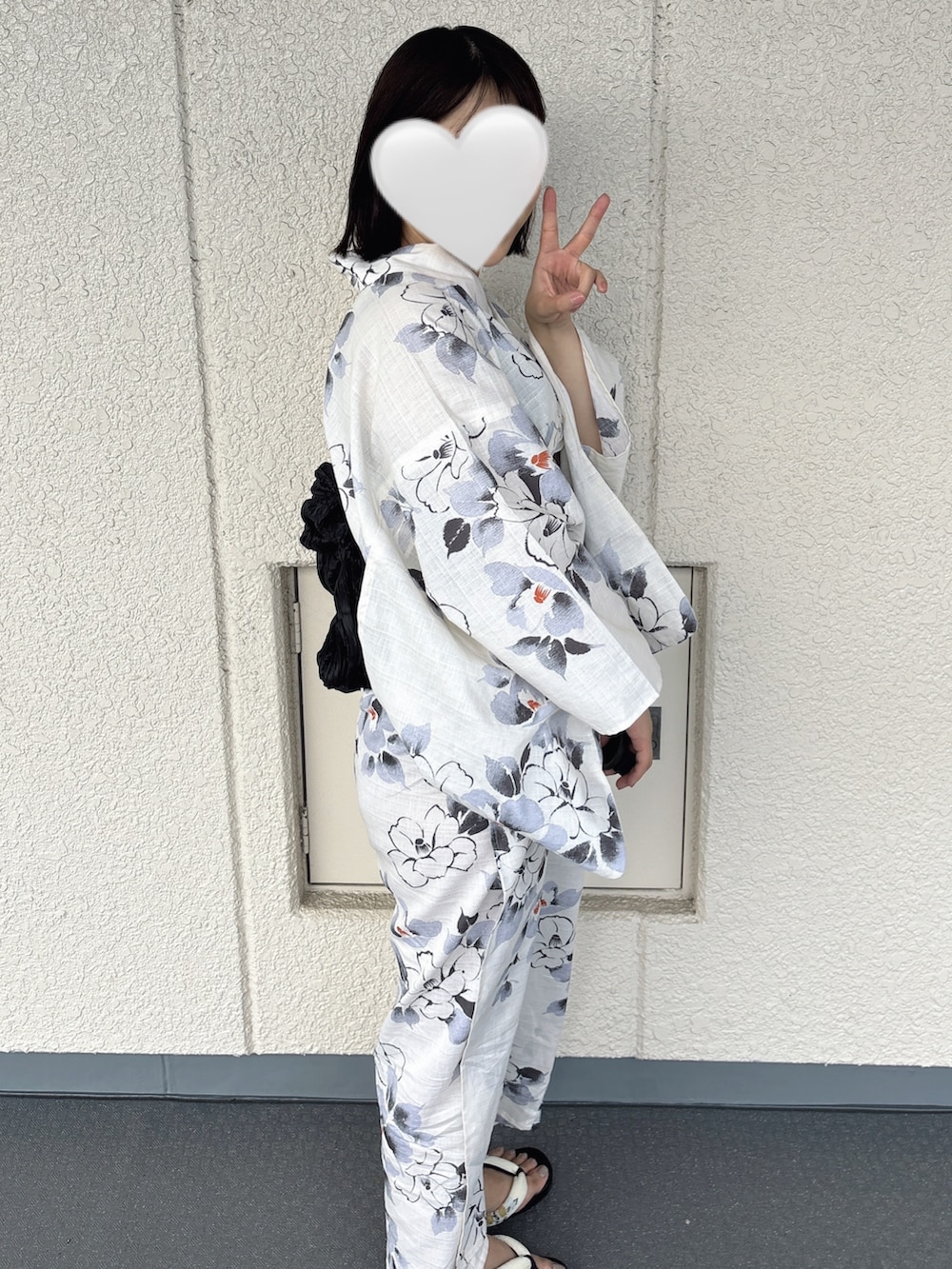 「浴衣」|「ゆかた館グレースのこだわり浴衣5点セット(浴衣、ホワイト系)」を使った、aammさん(骨格ストレート・レディース・160cm)の夏コーディネートの2枚目の写真