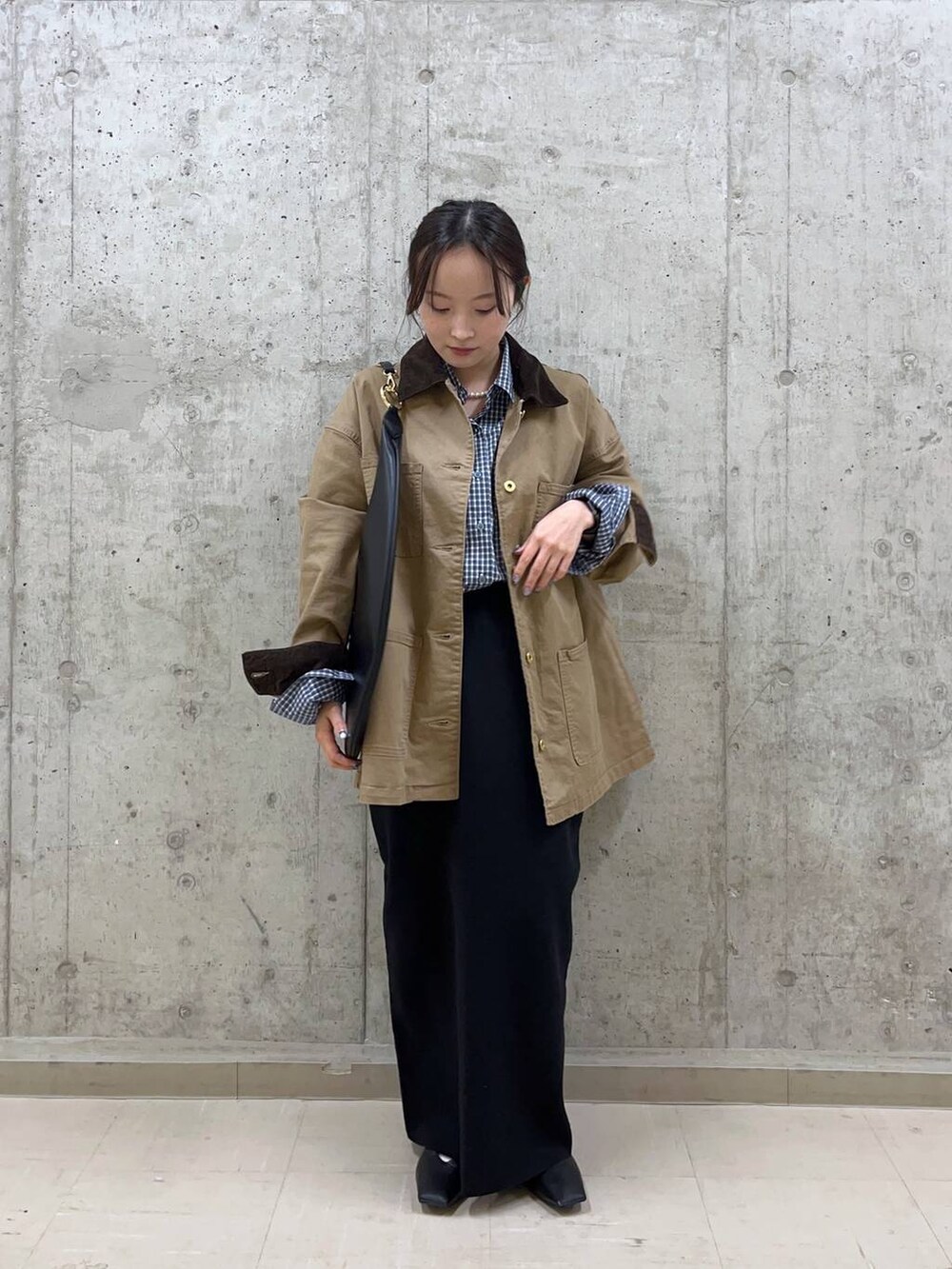 「低身長、高見え、きれいめ、骨格ストレート、BARNYARDSTORM、カジュアル、カジュアルコーデ、春コーデ、春服みてみて、春アウター、ジャケット、ジャケットスタイル、シャツ、シャツスタイル、スカート」|「BARNYARDSTORMのBARNYARDSTORM / スタンダードシャツ(シャツ/ブラウス、その他)」を使った、karafulさん(レディース・147cm)の冬コーディネートの7枚目の写真