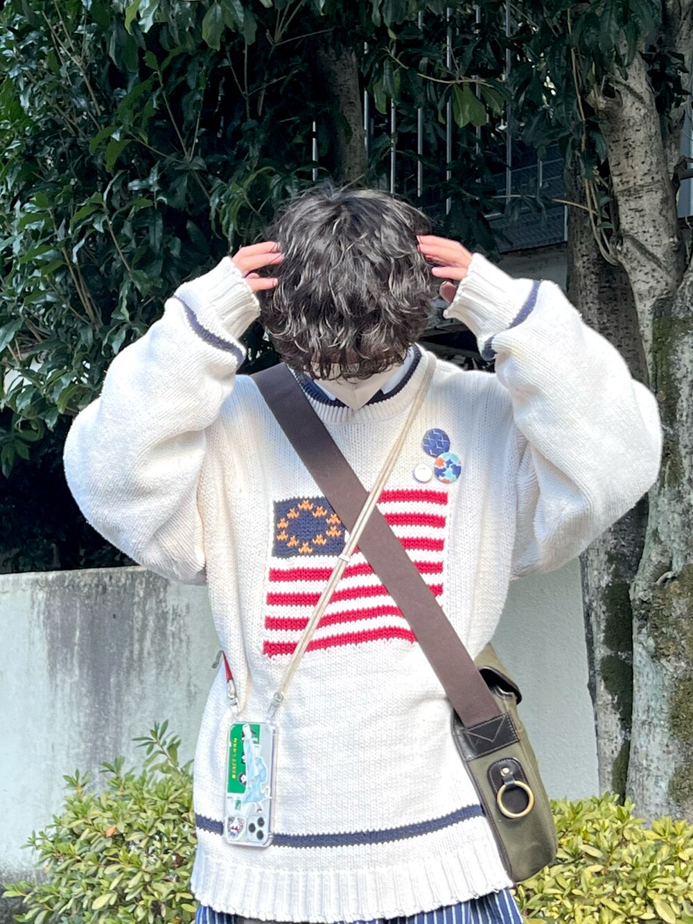 「春服デビュー宣言、古着、春コーデ、ゆるコーデ」｜「BRADYのアイテム（ショルダーバッグ、グリーン系）」を使った、ゆとさん（メンズ・163cm）の春コーディネートの3枚目の写真