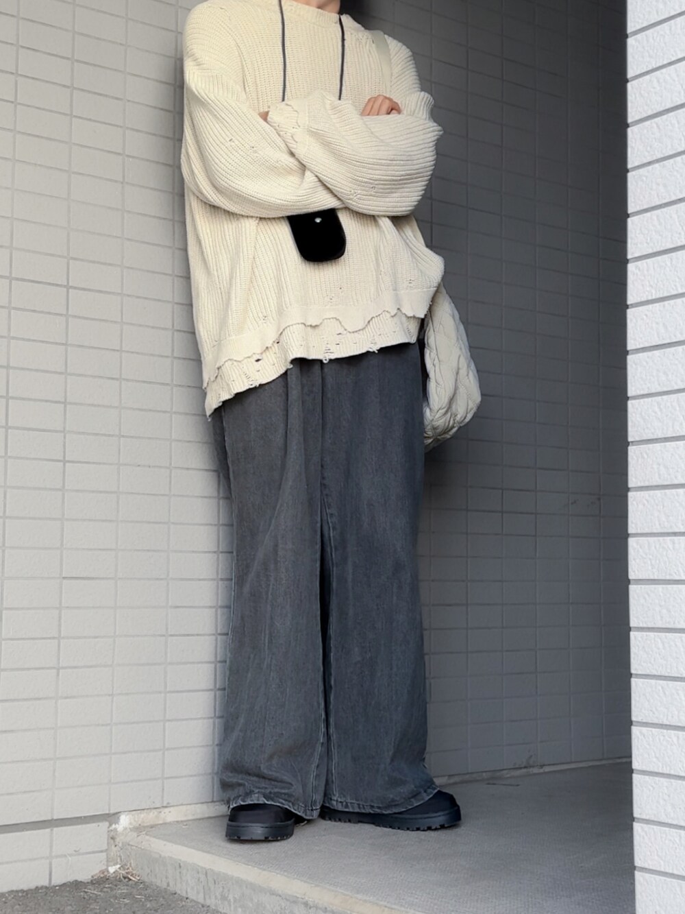 「PIPING HOTのキルティングナイロンブーツ（ブーツ、ブラック系）」を使った、あすさん（メンズ・176cm）の秋コーディネートの4枚目の写真