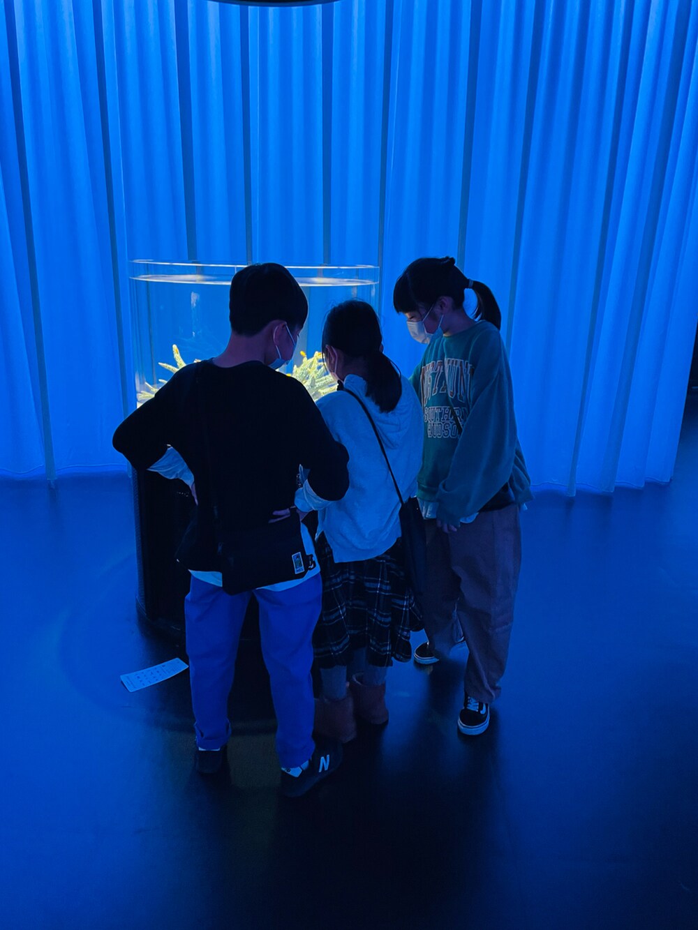 グリーン系のスウェット、ベージュ系のその他パンツ、グリーン系のその他パンツを着用したキッズの冬コーディネートの3枚目の写真