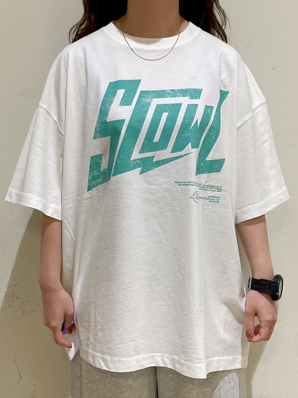 ホワイト系のTシャツ/カットソー、ブラック系のベスト、グレー系のその他パンツを着用したレディースの夏コーディネートの6枚目の写真