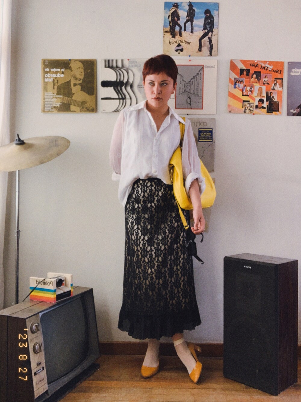 「handmade、vintage」｜「Handmadeのアイテム（シャツ/ブラウス、ホワイト系）」を使った、Chichi Beebsさん（レディース・157cm）の夏コーディネートの2枚目の写真