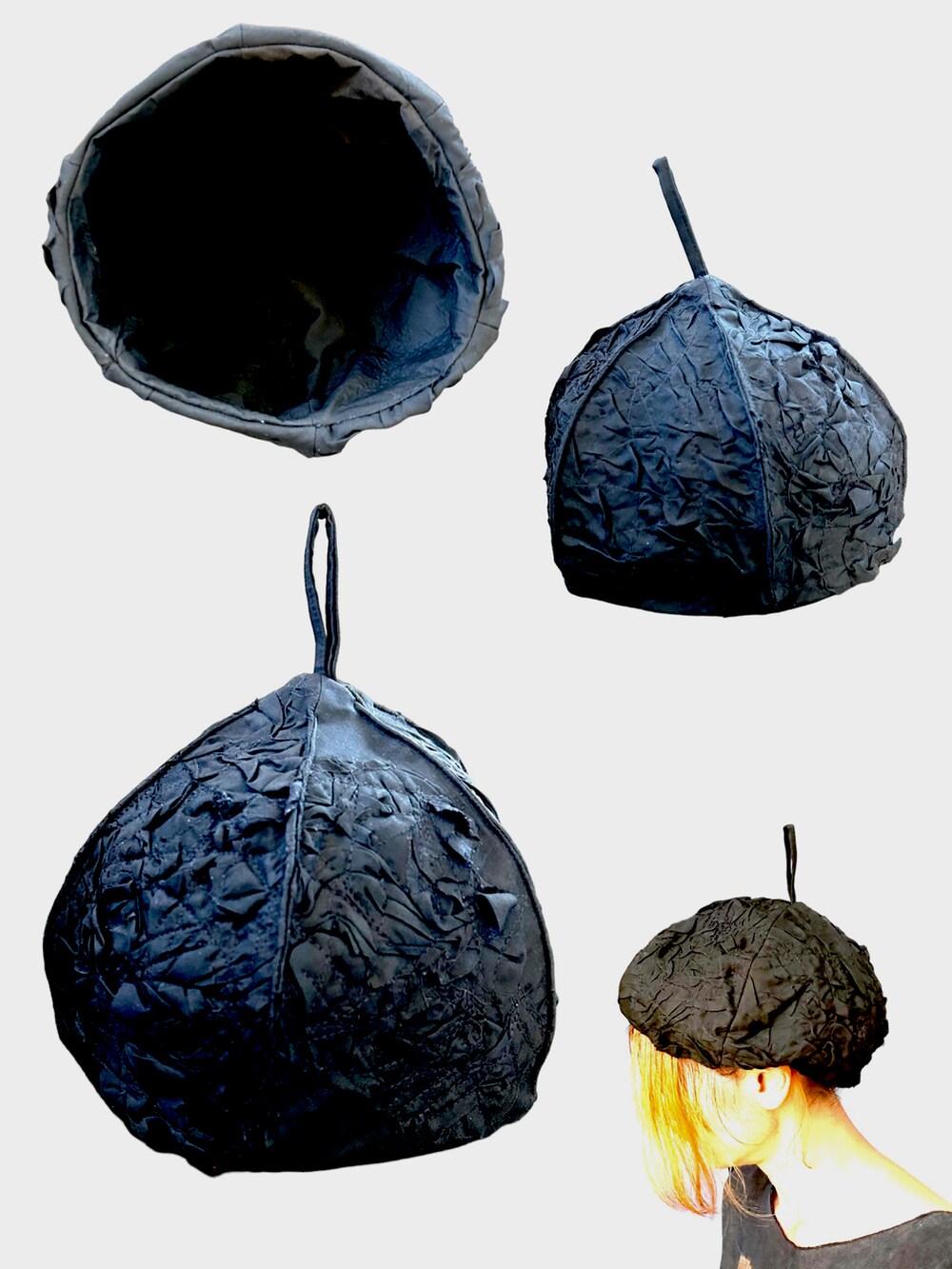 ブラック系のハンチング/ベレー帽を着用したレディースの秋コーディネートの2枚目の写真