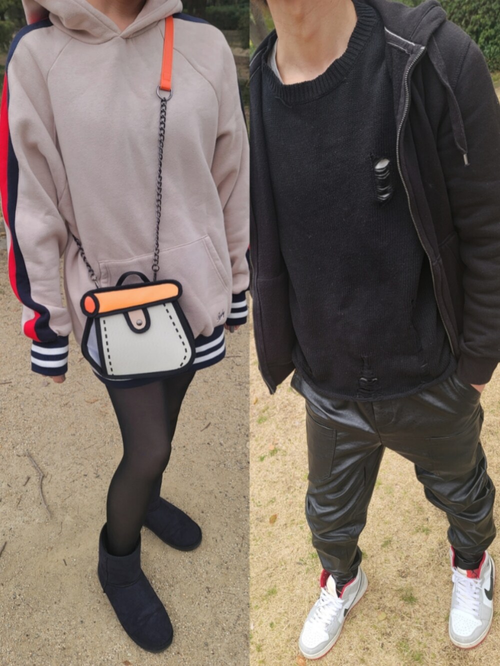 ブラック系のニット/セーター、ブラック系のパンツ、ホワイト系のスニーカーを着用したレディースの春コーディネートの2枚目の写真