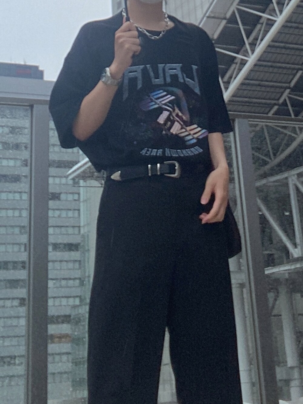 ãã©ãã¯ç³»ã®Tã·ã£ã/ã«ãããœãŒããã©ãã¯ç³»ã®ããŒãããã°ããã©ãã¯ç³»ã®ã¹ã©ãã¯ã¹ãççšããã¡ã³ãºã®æ¥ã³ãŒãã£ããŒãã®2æç®ã®åç