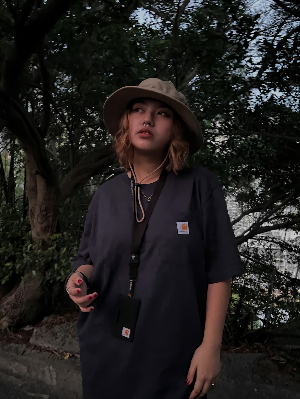 「carhartt」｜「Carharttのアイテム（サンバイザー、ベージュ系）」を使った、𝘤𝘩𝘢𝘳𝘭𝘰𝘵𝘵𝘦❁さん（レディース・158cm）の春コーディネートの2枚目の写真