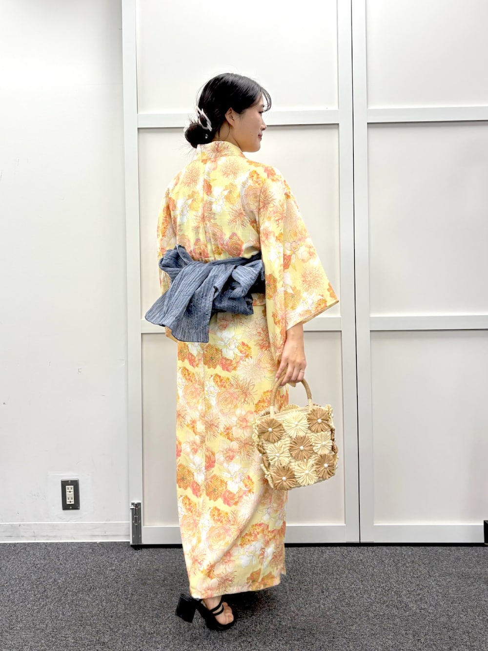「夏、浴衣、デートコーデ、夏祭り、兵児帯、浴衣女子、浴衣コーデ」｜「natural coutureのラメしわ兵児帯（その他小物、ブルー系）」を使った、airiさん（骨格ストレート・レディース・161cm）の春コーディネートの2枚目の写真
